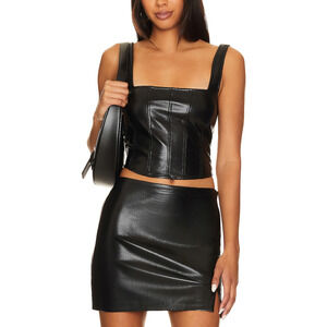 Show Me Your Mumu Black Faux Leather Corset Top Size XS